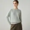 ¡Textura como niebla! Suéter de hilo de punto grueso 100% cachemira pura para mujer, cuello redondo, corte holgado, engrosado, capa base suave y cómoda