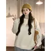 Sudadera Fina de Cuello Redondo Bordada con Dibujos Animados, Moderna y a la Moda para Mujer, Popular Talla Grande de Corte Holgado, Top Adelgazante de Uso Rudo