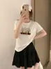 Camiseta de algodón acanalado de trece filas, fuente física, para mujer, directo de fábrica, con mangas acanaladas, corte ajustado, top de manga corta, exclusivo de venta al por mayor de verano