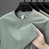 Camiseta Sin Marcas Casual Algodón de Amoníaco Líquido para Hombre 5A Antibacteriana Cuello Redondo Manga Corta Camiseta Base Color Sólido Camiseta de Verano Publicitaria