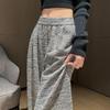 Calça de Tweed Wide-Leg Estilo Chanel para Mulheres, Nova Coleção Primavera e Outono 2026, Cintura Alta, Caimento Fluido, Texturizada, Comprimento Longo, Casual