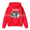 Moletom com Capuz Infantil Cor Sólida Estampado com Letras Primavera e Outono Roupas Infantis de Lã com Bolso Top com Logo Fixo