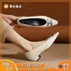 Zapatos de Tacón Medio Punta Francesa Temperamento de Diosa Hebilla de Letra X Zapatos de Tacón Grueso Zapatos Negros de Trabajo