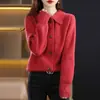 Nuevo Suéter de Invierno para Mujer con Cuello Clásico Elegante, Suéter de Punto de Color Sólido, Camisa Base Interior a la Moda