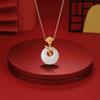 Nuevo Collar de Flor de Rosa Estilo Chino para Mujer, Plata de Ley 925, Tendencia Nacional de Alta Gama, Joyería con Colgante de Hebilla de Paz de Jade Hetian Natural