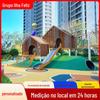 Parque Infantil Comunitário Departamento de Vendas Imobiliárias Espaço de Atividade Pai-Filho Modelo de Casa na Árvore Combinação de Aço Inoxidável Escorregador