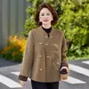 Roupas femininas transfronteiriças estilo chinês novo para mães, outono e inverno de lã, novo estilo, estilo nacional, abotoamento, elegante, para mulheres de meia-idade e idosas, casaco de lã dupla face