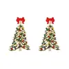 Pendientes Navideños Atmosféricos Diseño de Nicho Hechos a Mano con Perlas y Cuentas Pendientes de Árbol de Navidad Pendientes Simples Versátiles Lindos