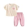 Macacão Bebê Estilo Rabisco Camiseta Shorts Verão Estilo Ocidental Conjunto de Duas Peças Verão para Meninas Roupa para Meninos Bebê