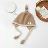 Gorro Cálido para Niños Otoño e Invierno Estilo Coreano Pingüino Tejido de Lana para Niños y Niñas Gorro de Orejera para Bebé con Forro de Felpa