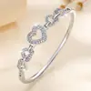 Pulsera de Corazón Dulce Exquisita de Moda Europea y Americana con Circonita Incrustada para Mujer, con Brillo Deslumbrante, Venta Caliente Transfronteriza, Nueva, al por Mayor
