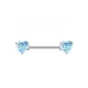 Comercio Electrónico Transfronterizo Europeo y Americano Zircón Corazón Acero Inoxidable Barra Recta Anillo para Pezón Doble Corazón Joyería para Piercing en el Pecho Venta al por Mayor