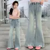 Ropa para Niños Jeans para Niñas para Niños Mayores 2026 Nuevo Primavera y Otoño Pantalones Acampanados con Lazo Pantalones Largos Elásticos