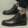 Botines Chelsea de Piel para Hombre Ante Punta Fina Caña Alta Cuero Caña Media Botines de Tobillo Botas Martin Negras