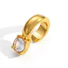 Pendientes de Acero Inoxidable Transfronterizos con un Diseño Único y de Moda, Incrustación de Diamantes en Forma de C, Chapados en Oro de 18 Quilates, Pendientes que Conservan el Color