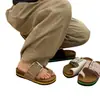 Sensación de Piel de Oveja~Sandalias de Exterior Frescas, Elegantes, Cómodas, Puntera Redonda, Suela Gruesa para Mujer, Sandalias Deslizables Versátiles con Tira para el Dedo del Pie para Viajes Diarios
