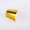 Suministro puntual de fábrica vasos de papel desechables biodegradables ecológicos con estampado metálico vasos para bebidas para fiestas navideñas y de cumpleaños