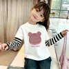 Top de Algodón Falso de Dos Piezas para Niños Grandes Ropa Linda de Otoño para Niños Camiseta de Moda para Niñas Manga Larga Primavera y Otoño Nuevo Estilo Camiseta de Moda