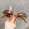 Nuevas Gafas de Sol Retro Transfronterizas con Imitación de Madera, Gafas de Sol Ovaladas de Moda Europeas y Americanas, Gafas de Sol de Alta Gama de Moda Anti-UV
