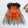 Vestido de Fiesta de Halloween para Niñas Transfronterizo Malla Morada y Amarilla Vestido de Pasteles de Manga Corta con Chal Vestido de Princesa