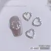 Quente Transfronteiriço Diamante Vazado Cravejado Amor Liga Joias de Arte de Unhas Dia dos Namorados Decorações de Unhas Tridimensionais Coração de Pêssego Vestíveis