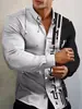 Camisa de hombre de otoño nueva con estampado digital 3D transfronteriza europea y americana, camisa de manga larga con solapa, estampado genial