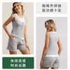 Conjunto Falso de Colete e Shorts de Duas Peças para Mulheres, Color Block, Adequado para Usar em Camadas ou Sozinho, Design Slim-Fit Plus Size