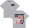Camiseta Cover de Turnê de Álbum da Cantora Ariana Grande Moda Masculina e Feminina Estética Camiseta de Manga Curta Algodão Casual