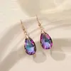 Pendientes Largos Geométricos de Gota de Agua Europeos y Americanos de Cristal Transfronterizos Moda Lujo Ligero Pendientes de Circonita Coloridos