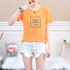 2019 Novo quadrado xadrez verão multicolorido manga curta camiseta feminina letras base camisa pullover pescoço redondo estilo coreano solto
