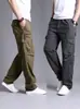Calças Casuais Finas de Primavera e Verão, Perna Reta Solta Masculina Tamanho Grande Multibolsos Duráveis Calças de Trabalho, Calças Longas da Moda