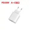 Carregador de Parede Pd 20W Porta A+C Carregador de Celular Certificado Ce Plugue Padrão Europeu Pd Porta Dupla Carregamento de Porta Dupla