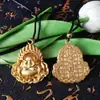 Collar Colgante de Buda Guanyin Llama Dorada Anti-arena de Vietnam Buda Maitreya Cadena de Lana Chapada en Oro Primera Joyería Regalo en Vivo