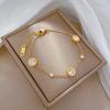 [Aço Titânio Corpo Inteiro] Dongdaemun Personalidade Luxo Leve Romano Personalidade Brilhante Pulseira de Corrente Feminina Celebridade Online Retro Amigas