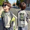Camiseta raglan infantil, estilosa e legal para primavera e outono, blusa de manga comprida 100% algodão para crianças, camada base de modelagem solta