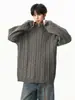 Suéter de Punto Grueso Estilo Americano con Media Cremallera y Cuello Alto para Hombre y Mujer, Marca de Invierno de Moda, Estilo Holgado y Relajado, Tejido Grueso