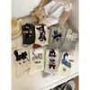 Meias Femininas de Meia-Cança com Estampa de Gato Cartoon para Primavera e Verão, Novo Estilo Coreano Meia de Gatinho com Letras Prop Japonês Fofo Lolita