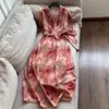 Vestido Estampado Falso de Dos Piezas Estilo Nuevo Verano 2026 con Cinturón de Lazo Adelgazante Largo para Mujer Al por Mayor H10Aq765