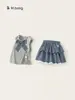 Conjunto de Duas Peças Youbao Roupas Infantis Camiseta sem Manga com Laço e Saia de Bolo Conjunto de Verão para Meninas 2026