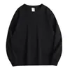 Sudadera de algodón chino compuesto de 300g con hombros caídos y cuello redondo, sudadera básica de manga larga de color liso a la moda, capa interior casual de manga larga