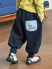 Calças de Inverno Forradas com Fleece para Meninos, Calças Quentes de Inverno com Desenho para Meninos, Roupas Infantis, Calças Casuais de Inverno, Vestuário Infantil