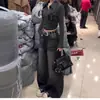 Jeans Soltos e Relaxados Estilo High Street Americano para Mulheres, Modernos com Patchwork de Strass Estrelado e Design Longo até o Chão