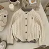 Cárdigan de suéter para niños, nuevo estilo otoño/invierno para bebés y niños pequeños, suéter de punto estilo coreano, prenda exterior engrosada para niños, ropa popular para niños