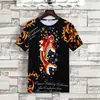 Camiseta de Manga Corta para Hombre Estampado de Tigre Manga Media Camiseta Básica de Seda de Hielo Corte Ajustado Verano Hombre Cuello Redondo Moderna para Hombre