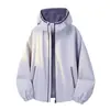 Chaqueta con capucha de bloques de color retro americano para hombre y mujer, marca de moda de primavera, abrigo casual holgado para parejas, ropa de trabajo versátil