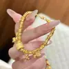 Nuevo Estilo Chino Antiguo Chapado en Oro Diamante Cepillado Estrella de Cuatro Puntas Cuenta Cilíndrica Oso Pulsera Trenzada Trébol de Cuatro Hojas Pulsera de Nicho para Mujeres