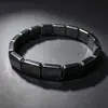 Pulsera Minimalista Europea y Americana Transfronteriza de Hematita y Piedra Negra para Hombres, Pulsera Elástica Cuadrada Más Vendida en Amazon