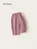 Calças casuais femininas Bangxuan, calças compridas lisas para bebês, roupas simples para crianças, calças versáteis para meninos, agasalhos para bebês, calças de corte reto