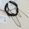 Collar de Cadena de Perlas Multicapa Envuelta Alrededor de un Borla para Mujer, Diseño Único y Personalizado, Cadena para Clavícula, Cadena de Cuello de Alta Gama