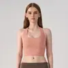 Novo Estilo Esportivo Sem Mangas Gola Halter Sexy Costas Camisola com Bojos Sutiã Versátil Roupa de Yoga